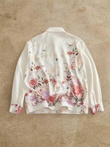 Manfinity BRENVOR Men's Spring/Summer Fashion Digital Positioning Printed Long Sleeved Rice White Shirt - Beige - View 2