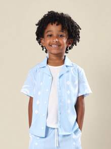 SUMWON Palm-Baum-Muster Sommer Jungen Urlaubs-Zweiteiler aus Hemd und Shorts als Freizeitkleidung für Strandurlaub, Resort und Feiertag