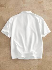 Manfinity VCAY Camisa de manga corta elegante con estampado para hombres, primavera/verano - Blanco - Ver 2