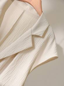 CosyJoli Plus Size Women Summer Solid Color Textured Front Tie Batwing Sleeve Blazer And Shorts Set,Teacher Outfits For Women