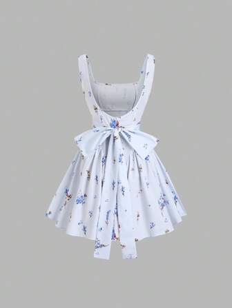 Sweetra Amerikanischer Retro-Stil Pünktchenmuster Mini-Kleid mit hohem Kragen, ärmellos, plissiert, mit sexy offenem Rücken und modischem Muster, schlankender Effekt