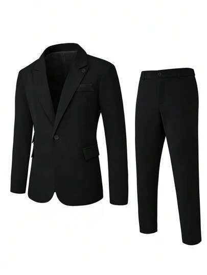 Manfinity Mode 男士纯色时尚正装，适合夏季穿着，男士休闲西装，商务休闲装。