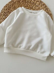 3 件套男婴百搭纯色宽松修身罗纹下摆圆领运动衫和裤子，秋冬季 - 彩色 - 查看 7