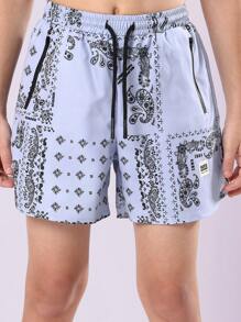 SUMWON 佩斯利花纹抽绳泳裤 夏季泳装 沙滩装 泳池度假运动装 节日冲浪风 短款休闲 - 彩色 - 查看 6