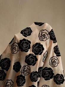 Anewsta Elaire 女士休闲玫瑰印花优雅舒适衬衫，夏季 - 卡其色 - 查看 8
