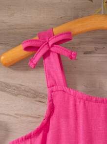 SHEIN 年轻女孩拼色可爱夏季细肩带蛋糕连衣裙 - 彩色 - 查看 6