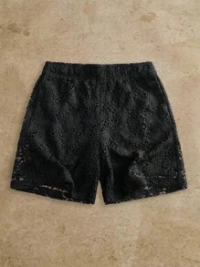 Manfinity BRENVOR Beach Holiday Style Embroidered Loose Casual Men's Shorts - Black - View 4