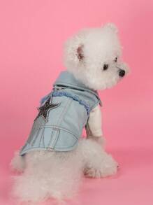 PETSIN 1 Stück universelle niedliche Quaste Stern Jacke für Haustiere, bequeme Version für kleine Hunde, kann Hundemode ziehen - Blau - Übersicht 8