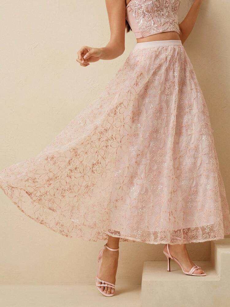 Damen eleganter Gummibund Ausgestellter Rock
