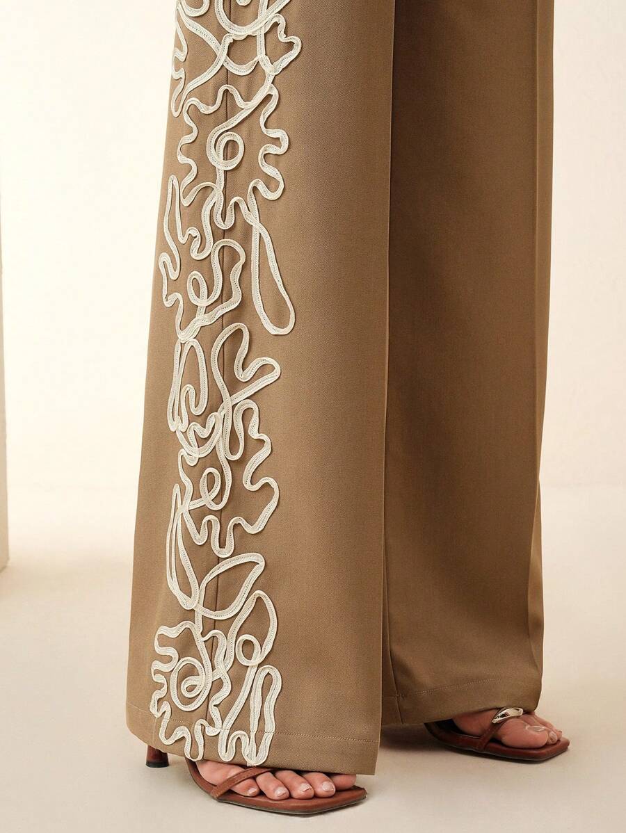 Anewsta Nouveau pantalon de costume femme très brodé pour le transport en commun, arrivée d'été à la mode - Kaki - Voir 1