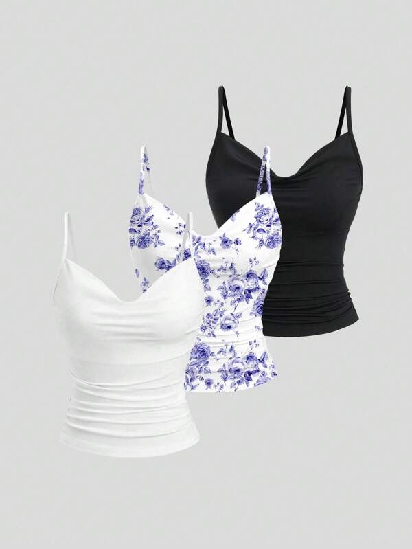 Sweetra Set 3 bucăți de topuri pentru femei, model slăbit, lenjerie intimă versatile, model Y2K, topuri grafice pentru femei