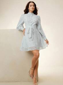 Anewsta Modern Fashionable Embroidered Bodice Detail Women's Dress