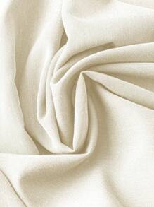 SHEIN LUNE Quần short cạp chun co giãn, ôm vừa vặn, quần kaki cạp cao, quần short đến giữa đùi, đa năng cho mùa xuân/hè - Màu be - Xem 5