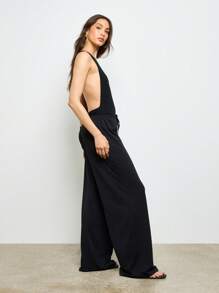 AiiRZ Sophisticated One Shoulder Bodysuit With Gold Ring Detail Ribbed Evening Party Club Festival Occasion Backless Contemporary Design - Black - View 4