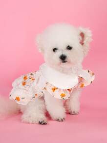 PETSIN 1pc Pet Princess Style Floral Dress Dog Clothing Yorkshire Bear Pomeranian Teddy Small Dog Summer Clothing Dog Clothing - Multicolor - View 2