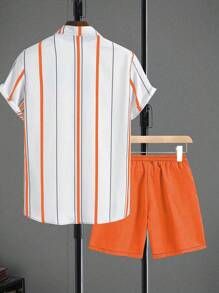 Manfinity Homme 2 件套男士夏季休闲条纹衬衫和短裤套装男士橙色和白色条纹衬衫和短裤套装男士夏季套装男士两件套橙色和白色条纹衬衫套装男士沙滩装男士条纹纽扣衬衫短裤套装男士橙色套装男士夏季服装套装男士条纹衬衫和短裤套装男士橙色和白色条纹衬衫套装男士橙色和白色套装男士两件套男士条纹衬衫橙色短裤男士条纹衬衫橙色短裤套装 - 橘色 - 查看 2