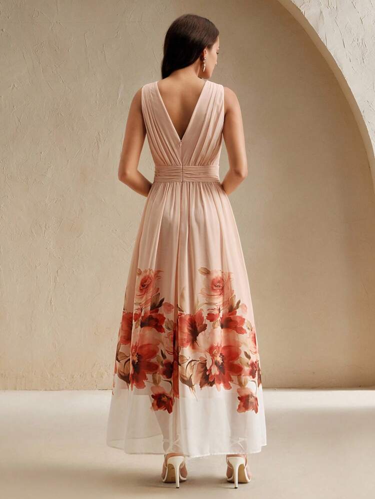 Summer Fashion Vacation Style Pink Print Women Dress
