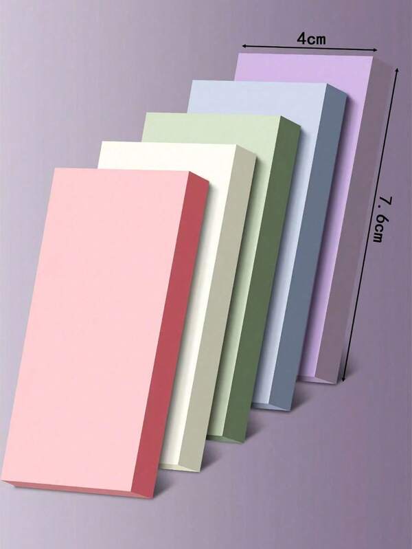 5 张彩色矩形固体便签