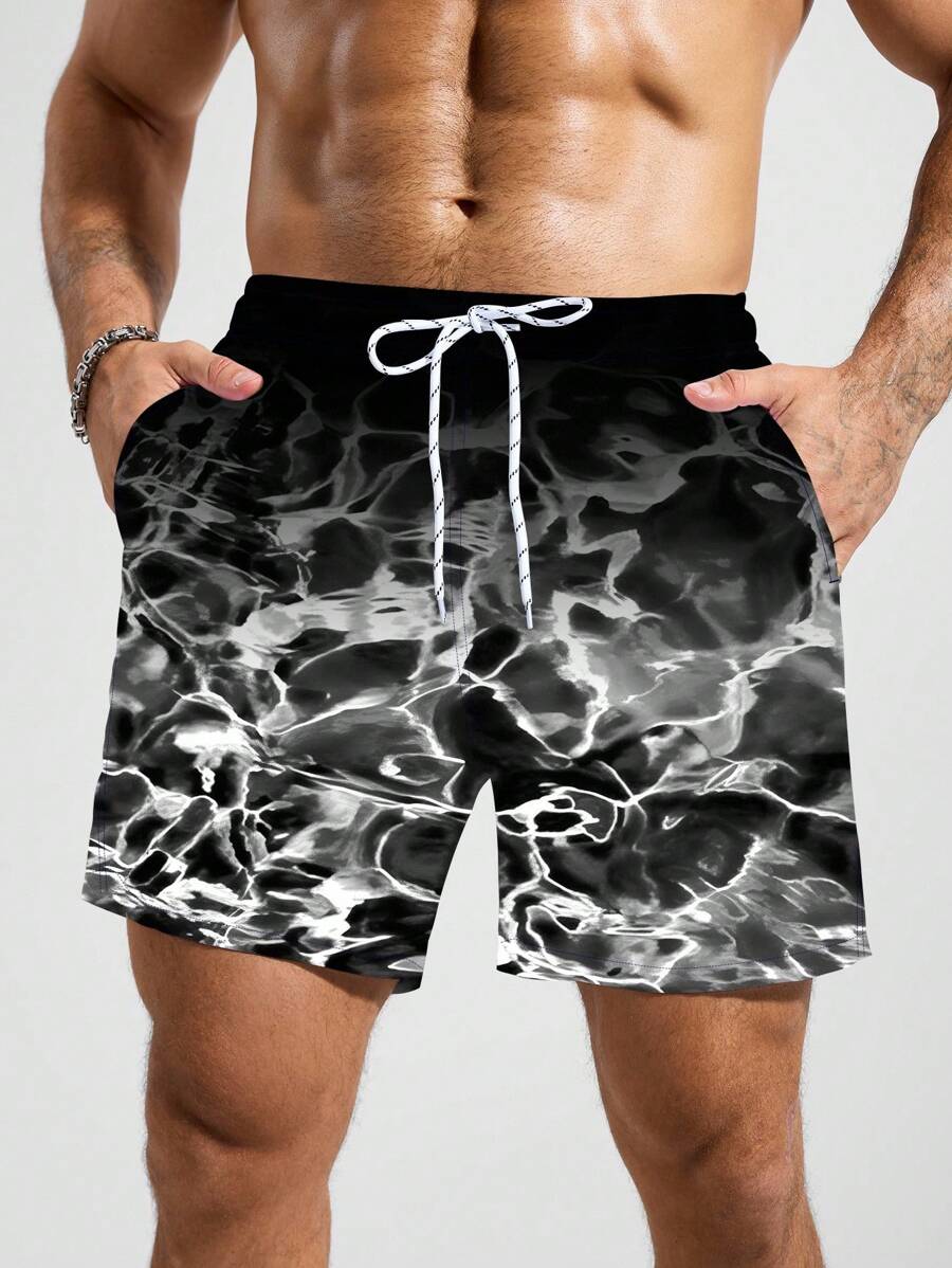 Surfspeed Men's Ripple Print Casual Beach Shorts