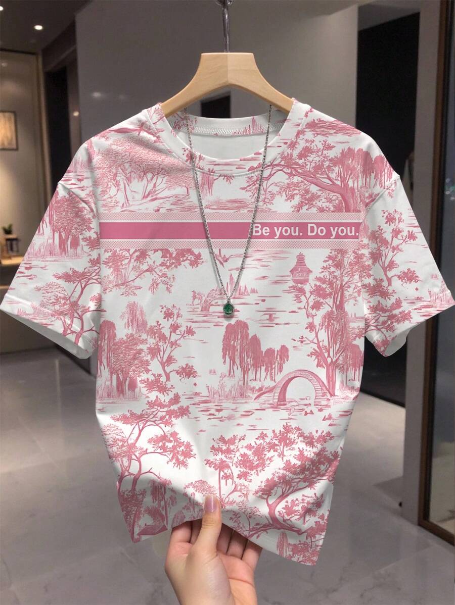 INAWLY 女士夏季风景图案修身T恤 - 白色 - 查看 1