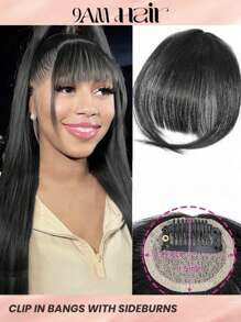 Bigger Size Human Hair Air Bangs With Sideburns Black Color Bangs Clip In Hair Extension Beginner Friendly Real Easy To Go