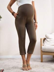SHEIN Maternity Casual Solid Color Slim Pants