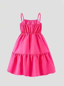 Sparklyn 女童两件套彩色蝴蝶印花紫色连衣裙套装 - 玫紅色 - 查看 4