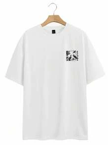 Manfinity EMRG 男士花卉字母印花休闲短袖T恤男士动漫衬衫