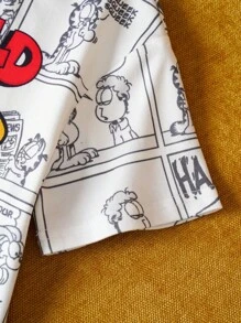 GARFIELD | SHEIN 小男孩流行艺术和卡通图案白色圆领短袖T恤 - 彩色 - 查看 6