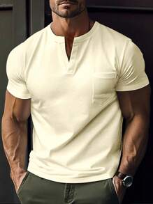 Manfinity Homme 男士纯色简约短袖T恤，休闲日常穿着