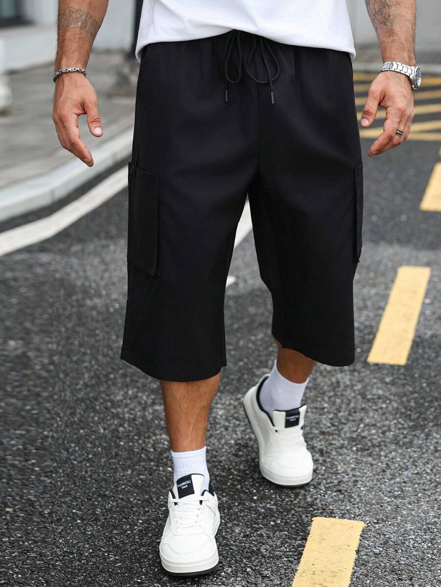 Manfinity Homme Herren Große Größen Lässig einfarbige Cargohose in Capriform
