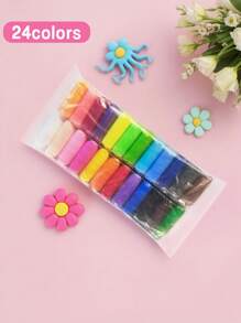 Set de 12/24/36 colores de arcilla blanca modelable de secado al aire hecha a mano, arcilla de modelado colorida de colores al azar para volver a la escuela