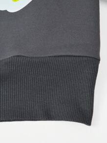 SHEIN 2 件套青少年女孩字母印花落肩连帽衫和运动裤 - 灰色 - 查看 8