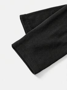 SHEIN Girlism Everyday Casual Black Polyester Stand Collar Jacket For Tween Girls With Regular Long Sleeves Black Zip Up Cropped Jacket Black Jacket Cropped Zip Up Jacket Black Cropped Jacket,In Fall/Winter