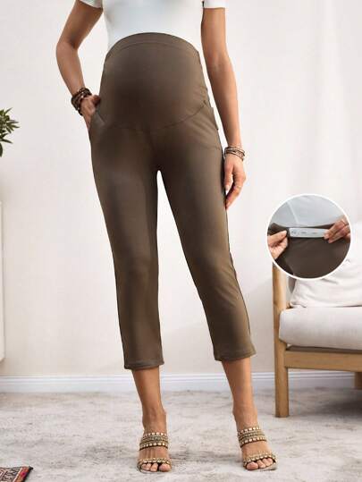 SHEIN Maternity Casual Solid Color Slim Pants