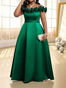 Fleurora Spring And Summer Autumn And Winter Elegant Party Wedding Valentine's Day Cocktail Party Concert/Music Festival Green Woven Satin V Neck  Ball Gown Flared Split 3D Rose Backless Maxi Short Sleeve Plus Size Dresses Birthday&Event Dresses Church Dresses Wedding Dresses Wedding Guest Dress Women Formal Dresses For Women Birthday Dresses For Women Dresses For Women Elegant Birthday Outfits For Women Elegant Dresses For Women Concert Outfit Women Dresses Plus Size Women Church Dresses For Women Birthday Dress Cocktail Dresses For Women Party Dresses For Women Church Outfits Women Festival Outfits For Women Cruise Women Outfits Dresses For Women Party Fall Women Clothes Birthday Outfit For Women Concert Outfits Festival Outfits Modest Dresses Winter Clothes For Women - Green - View 5