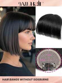 French Bangs Bigger Size Human Hair Air Bangs Black Color Bangs Clip In Hair Extensions Beginner Friendly - Natural Black - View 1