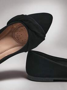 SHUZIA 女士舒适尖头平底扭纹带平底鞋 - 黑色 - 查看 5