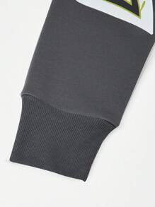 SHEIN 2 件套青少年女孩字母印花落肩连帽衫和运动裤 - 灰色 - 查看 7