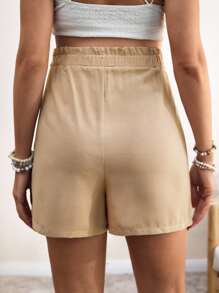 SHEIN Maternity Casual Solid Color Adjustable Waist Shorts, Summer