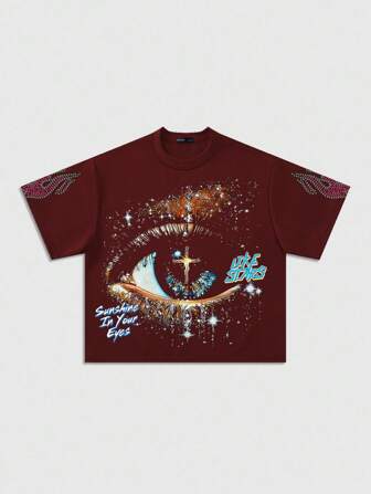 Grunge Punk Camiseta corta suelta de hombre de manga corta con gráfico