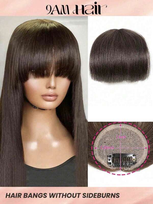 French Bangs Bigger Size Human Hair Air Bangs Dark Brown Color Bangs Clip In Hair Extensions Beginner Friendly