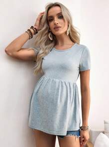 3pcs/Set Solid Color Round Neck Short Sleeve Casual Maternity T-Shirt Set - Multicolor - View 4