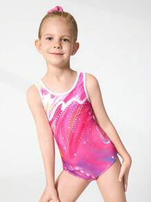 SHEIN 女童紧身渐变色无袖连体衣，交叉露背设计，适合训练，四向弹力，高弹力 - 彩色 - 查看 5