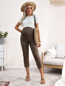 SHEIN Maternity Casual Solid Color Slim Pants