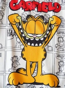 GARFIELD | SHEIN 小男孩流行艺术和卡通图案白色圆领短袖T恤 - 彩色 - 查看 4