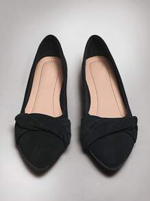 SHUZIA 女士舒适尖头平底扭纹带平底鞋 - 黑色 - 查看 4