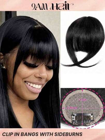 Frange Aerea Per Capelli Umani Con Basette Di Colore Marrone, Extensions Per Capelli A Clip Con Frangia Di Stile Francese, Facile Da Usare Per I Principianti