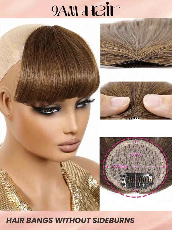 French Bangs Bigger Size Human Hair Air Bangs Brown Color Bangs Clip In Hair Extensions Beginner Friendly