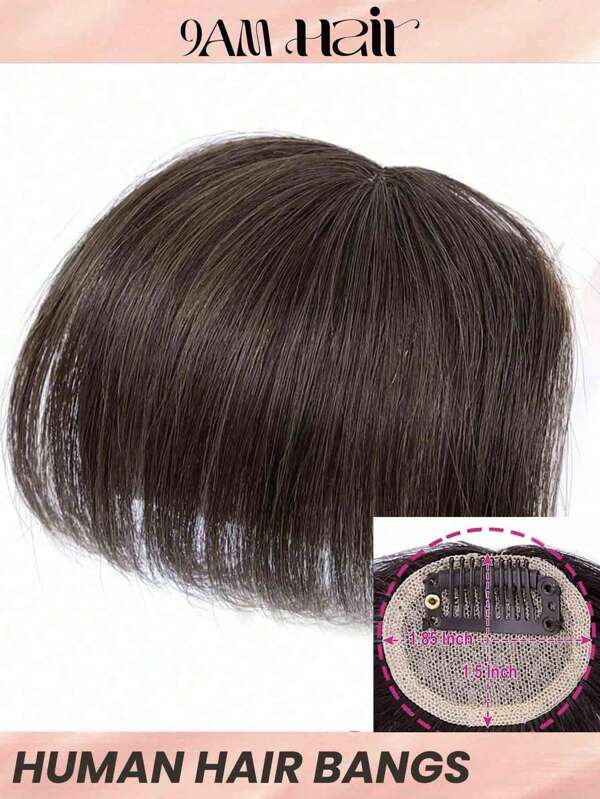 Bigger Size Human Hair Air Bangs Dark Brown Color Bangs Clip In Hair Extensions Beginner Friendly